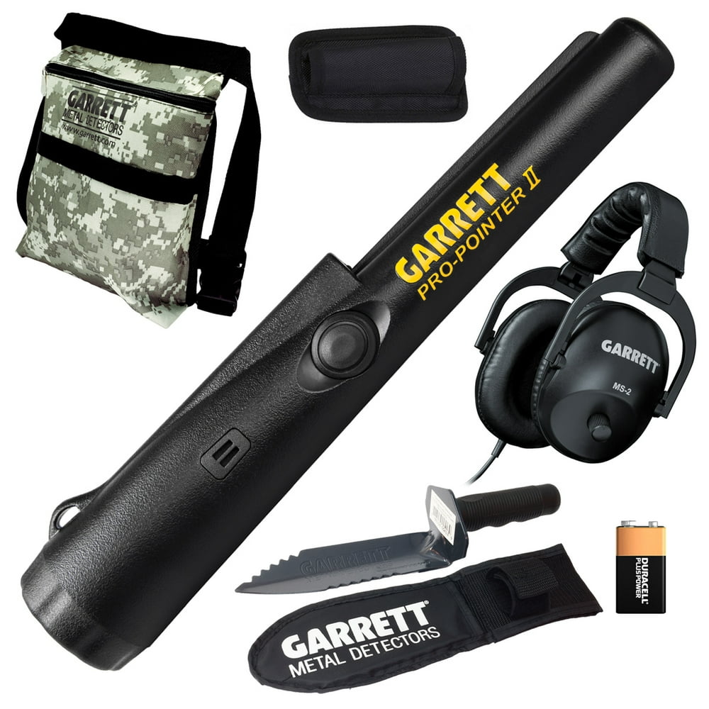 Garrett Pro Pointer Edge Metal Detector Digger, Camo Finds Pouch and