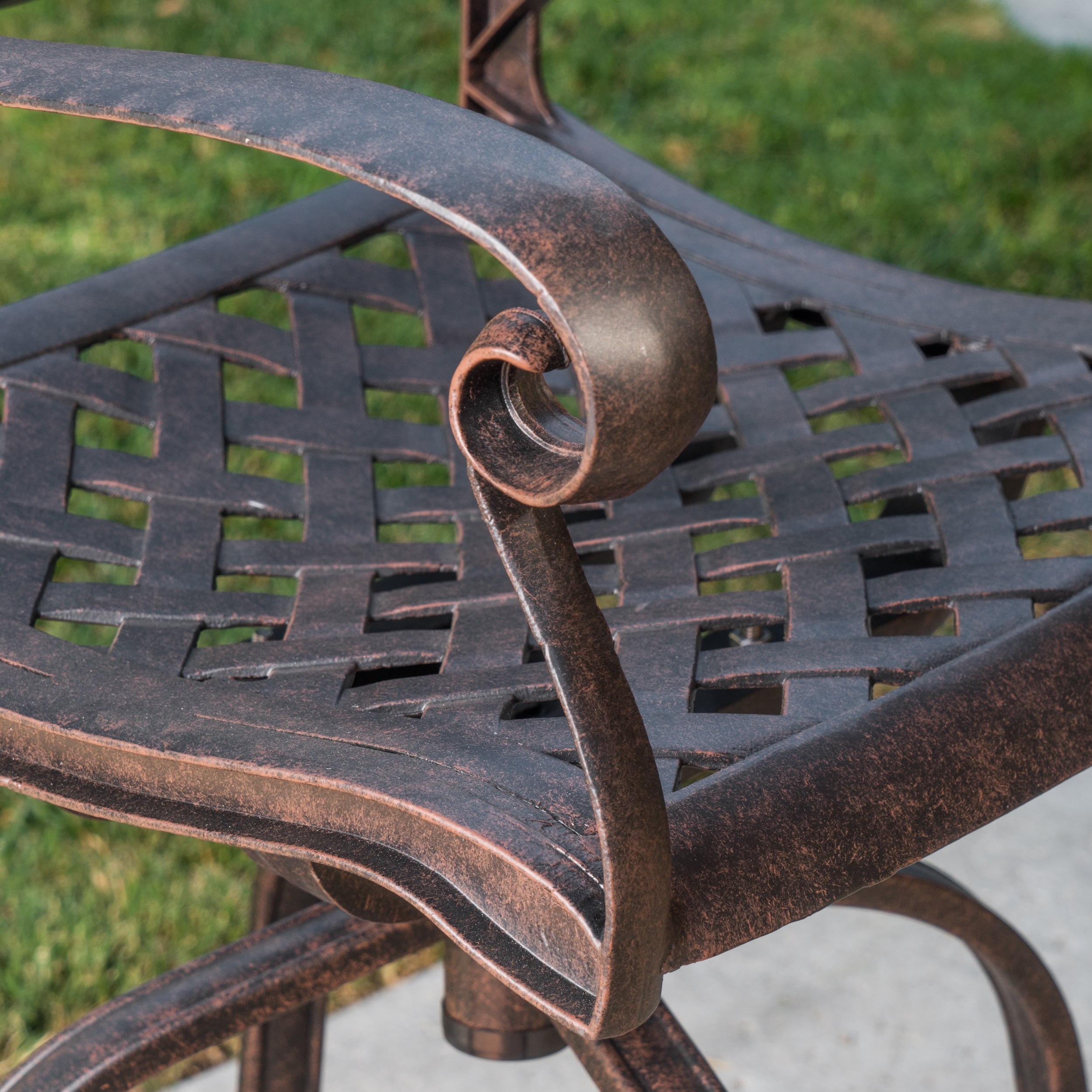 Alberta Outdoor Cast Aluminum Barstools, Set of 4, Bronze