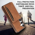 thumbnail image 6 of REQO Phone Case for Samsung Galaxy A35 5G Wallet Cover with Tempered Glass Screen Protector and PU Leather Credit Card Holder Stand Rugged Slot Flip Cell Accessories A 35 35A A355G Women Men Brown, 6 of 6
