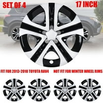 Wheel Rim Cover Hubcaps ，17 inch 4 Pcs Set ，Snap on Hub Caps Replacement for 2013-2018 TOYOTA RAV4(Silver & Black Lacquer)