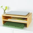 WKWKER 2Tier Bamboo Monitor Riser Stand Desk Laptop Stand for Workstation Home Office Computer