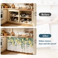 thumbnail image 4 of Farmhouse Lemon Cabinet Curtain 35"Wx35"L, Dustproof Under Sink Skirt with Self Adhesive Tape, Vintage Botanical Leaf Retro Beige Cabinet Curtain Cover for Kitchen Sink, Bathroom Vanity, Laundry Room, 4 of 9