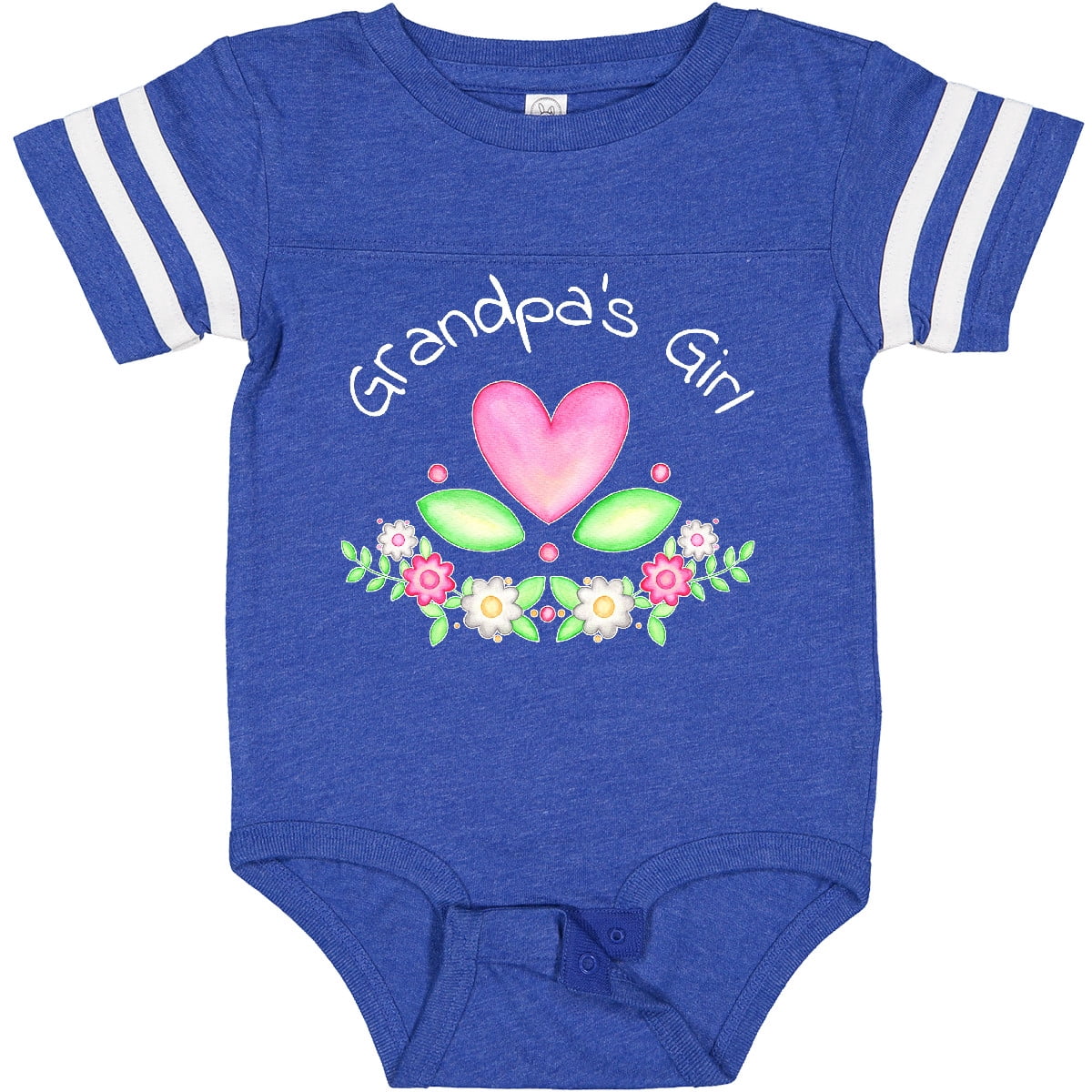 Inktastic Grandpa's Girl Heart Flowers Girls Baby Bodysuit