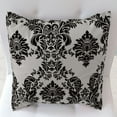 thumbnail image 2 of Flocked Damask Decorative Throw Pillow/Sham Cushion Cover Black on Silver, 2 of 2