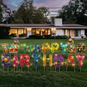 Happy Birthday Yard Sign W/ LED String Lights, 19 Multicolor Pieces by PixiPy