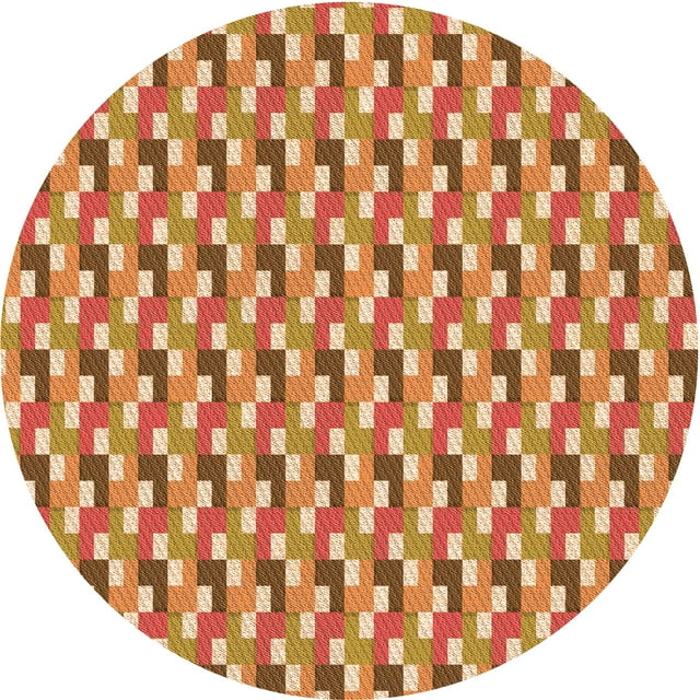 Ahgly Company Tapis Rond Lavable en Machine Intérieur Transitionnel Jaune Orange, 7 Pieds Rond