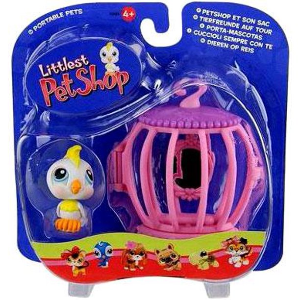 Littlest Pet Shop Portable Pets Cockatoo Bird Figure with Cage