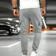 thumbnail image 4 of Men's Casual Sports Sweatpants Solid Color Straight Leg Workwear Jogging Trousers Athletic Breathable Pocket Pants Gray XL, 4 of 5