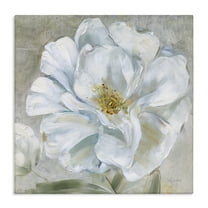 Stupell Industries Close Up White Bloom Plants & Flowers Painting Wrapped Canvas Art Print Wall Art, 17 x 17
