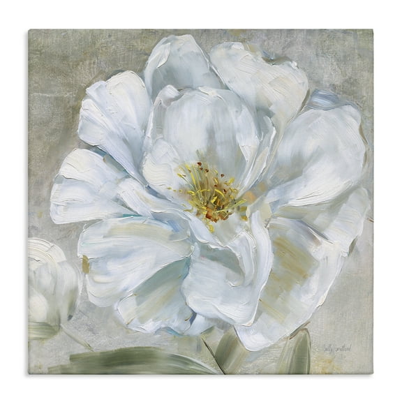 Stupell Industries Close Up White Bloom Plants & Flowers Painting Wrapped Canvas Art Print Wall Art, 17 x 17