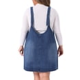 thumbnail image 4 of DARING DIVA Denim Overall Sleeveless V Neck Denim Jumper Dress 3X Dark Blue, 4 of 5
