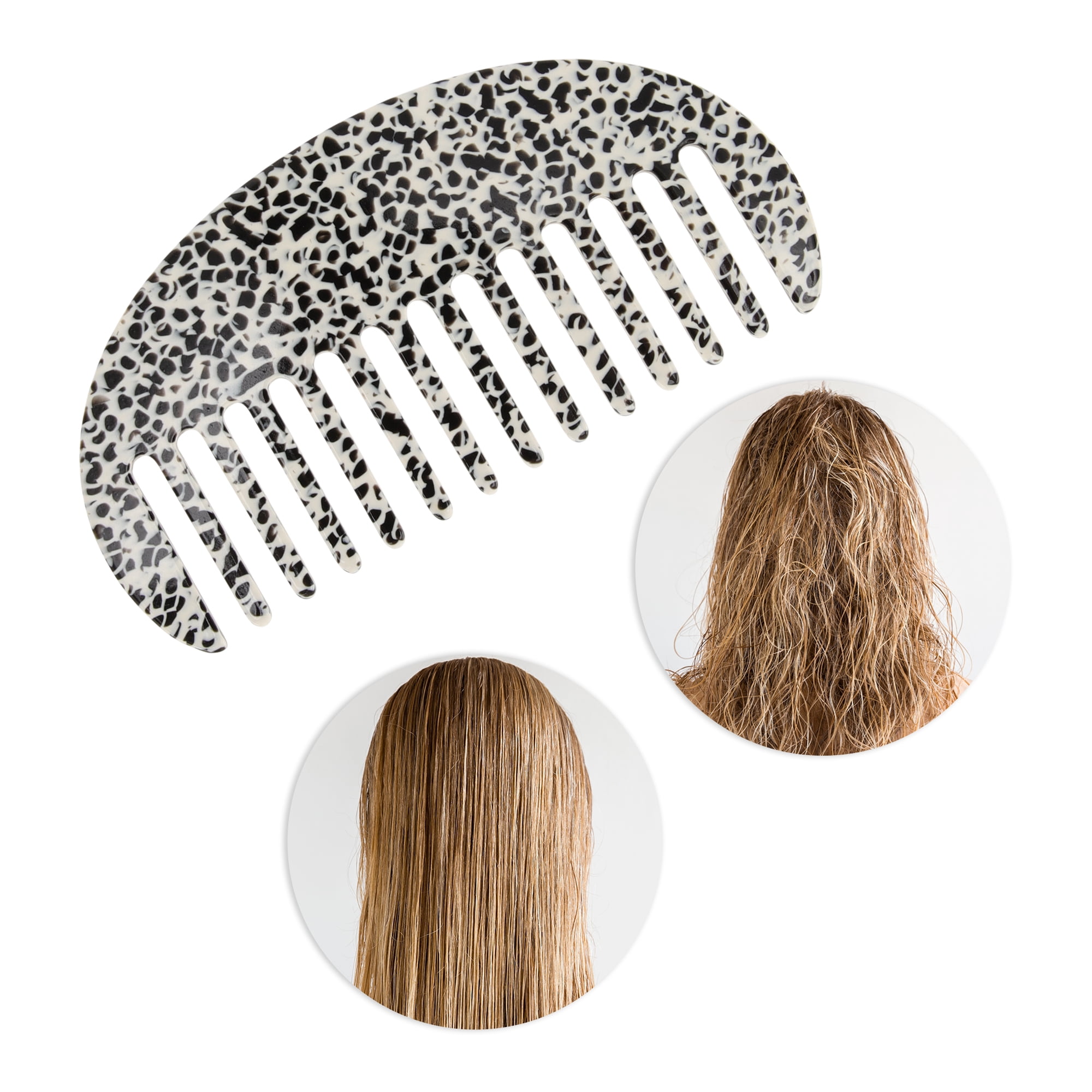 Unique Bargains 1 Pc Portable Spotted Pattern Hair Comb for All Hair Types Styles Black