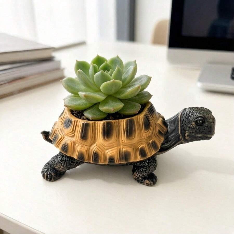 Creative Resin Sea Turtle Planter, Vintage Design Flower Pot, Natural Style Indoor/Outdoor Gardening Decor, Balcony/Patio/Garden Turtle Shaped Durable Planter, Gardening Enthusiasts Plant Pot