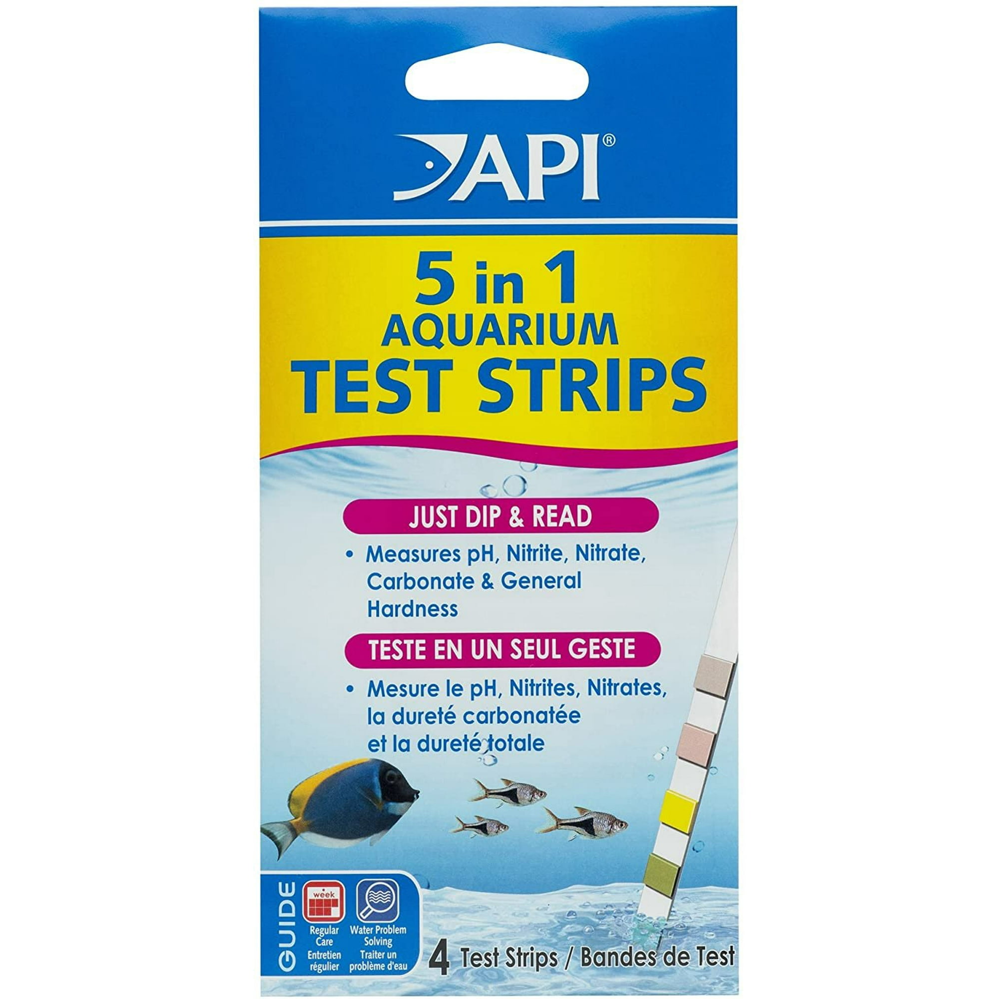 API 5-In-1 Test Strips, Freshwater And Saltwater Aquarium Test Strips, 4-Count