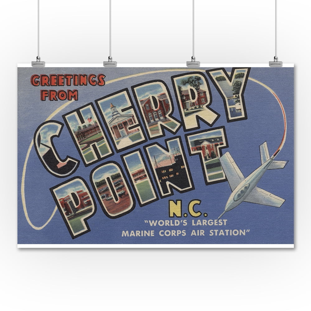 Cherry Point, North Carolina Large Letter Scenes (36x54 Giclee Gallery Print, Wall Decor