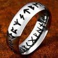 thumbnail image 4 of Silver Nordic Ring The Elder Futhark Ring Viking Wedding Jewelry Norse Rune Ring for Men (7), 4 of 6
