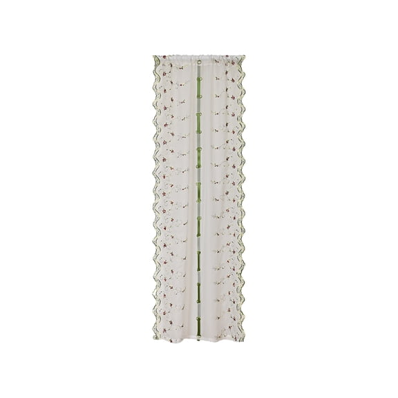 HOARBOEG Floral Lace Rod Pocket Sheer Curtain, Double Layer Draw Back Light Filtering Window Panel, White Tier Valance for Kitchen Bedroom Living Room