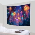thumbnail image 3 of Blacklight Forest Jellyfish Tapestry Trippy Fantasy Starry Sky Tapestries Aesthetic Jungle Plants Tapestries Wall Hanging for Bedroom,79Wx60H, 3 of 5