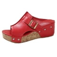 thumbnail image 1 of DAFEI Sandales Mules à Talon Compensé en Liège pour Femmes, Simples, en Cuir, à Bout Ouvert, Mules Colorées, Chaussures Décontractées Confortables pour l'Extérieur, 1 of 8