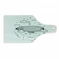 thumbnail image 1 of Cartoon Cutting Board, Themed Heat Balloon with Clouds and Circles Hand Print Sketch Style, Decorative Tempered Glass Cutting and Serving Board, Wine Bottle Shape, Black and White, by Ambesonne, 1 of 1