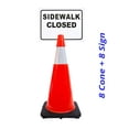 thumbnail image 2 of RK-Safety 28" Orange Cone, Black base With One 6" Reflective Tape, Plus Cone Sign 16 "Sidewalk Closed", (Cone-8 ea + Cone Sign-8 ea), 2 of 2