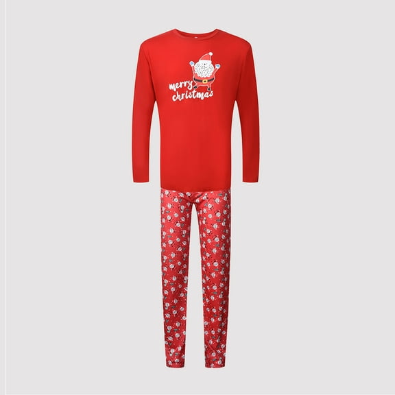 SDJMa Men Christmas Fashion Christmas Santa Claus Print Top Pants Suit Family Parent-child Wear