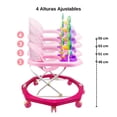 thumbnail image 3 of Andadera para Bebe Musical, 8 Llantas de Gel, Acolchonada, Carrito - Rosa, 3 of 7