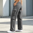 thumbnail image 7 of QATAINLAV Cargo Sweatpants for Women Wide Leg Elastic Waisted Drawstring Track Pants Casual Baggy Lounge Trousers Dark Gray L, 7 of 7