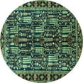 thumbnail image 1 of Ahgly Company Indoor Round Persian Turquoise Blue Traditional Area Rugs, 8' Round, 1 of 4