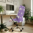 thumbnail image 3 of SCRAWLGOD Dustproof Chair Covers for Office Desk Chairs Stretch Removable Desk Chair Seat Protector Washable Non-Slip Computer Chair Slipcovers, Lily Polka Dot White Pink Violet, S, 3 of 7