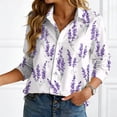 thumbnail image 2 of felwors Loose Fit Printed Button-Up Shirts for Women - Soft Lightweight Long Sleeve Blouses, Wrinkle Resistant, Perfect for Work & Vacation (Purple, L), 2 of 8