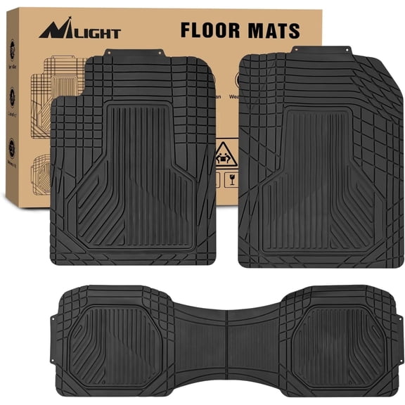 Nilight PVC Floor Mats for Cars Trucks SUVs, Universal Trim to fit for Most Vehicles, All Weather Protection Heavy Duty Floor Liners, Pack of 3