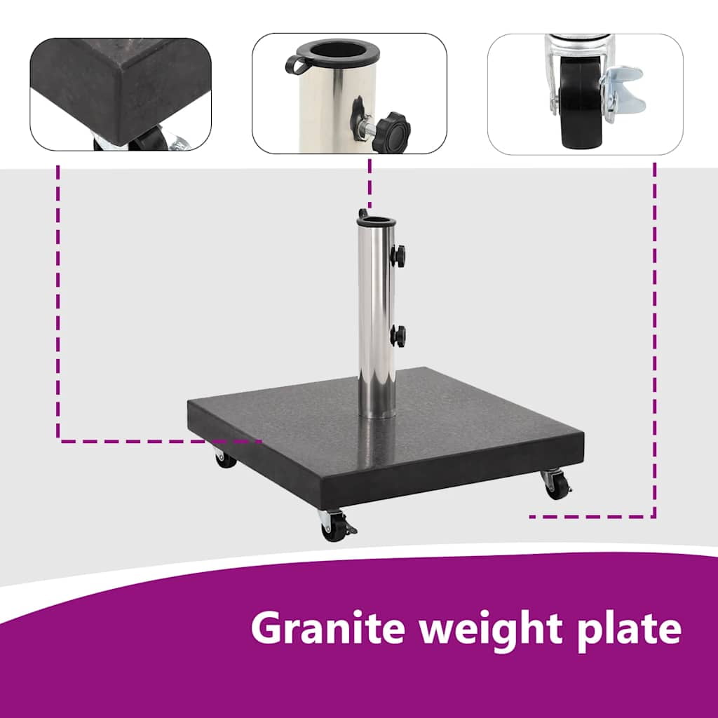 vidaXL Parasol Base Granite 66.1 lb Square Black, 48565