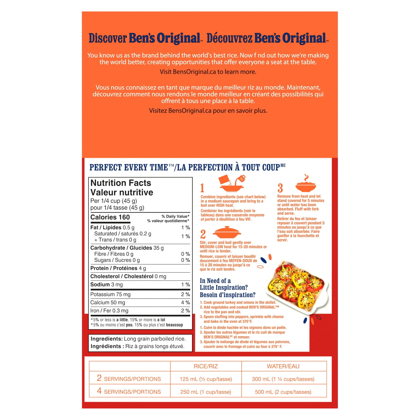 BEN'S ORIGINAL CONVERTED Long Grain Parboiled Rice, 907g Box, Perfect Every Time™