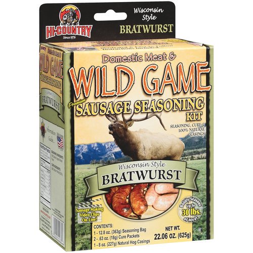 Hi Country Wild Game Seasonings Wisconsin Style Bratwurst Premium Sausage Seasoning & Cure Kit