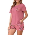 thumbnail image 5 of DremFish Women's Pajamas Sets Short Sleeve Lounge Sets Sleepwear Casual 2 Piece Pjs with Pockets, 5 of 7