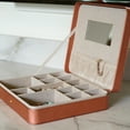 thumbnail image 4 of Hives and Honey Opal Large Women Jewelry Organizer Travel Case with Mirror in Metallic Coral, 4 of 8