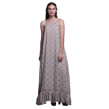 

Bimba Light Gray Leaves Clove Star Anise & Spruce Nightwear For Women Printed Nightgown Spaghetti Strap Maxi Dress Sleepwear Small