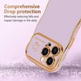 thumbnail image 3 of for iPhone 15 Pro Max Case for Women Girls, Cute Wave Frame Curly Shape with Love Heart Raised Camera Protection Cover Luxury Plating Shockproof Phone Case for iPhone 15 Pro Max, Light Purple, 3 of 14