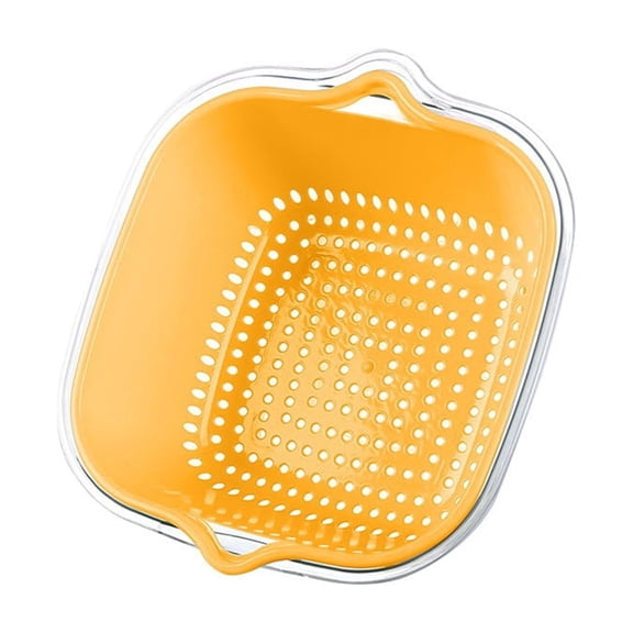 1 Pc Vegetable Washing Baskets in The Kitchen Fruit Baskets Multi-layer Stackable Vegetable Sinks, Strainer and Washing Fruits and Vegetables Kitchen Colander Set, 6.3x5.9 Inch, Yellow Small