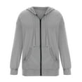 thumbnail image 2 of Gibobby Sudadera oversize mujer, Sudadera con capucha para mujer, con cierre completa, entallada, con capucha, ligera, elástica, activa(Gris,CH), 2 of 3