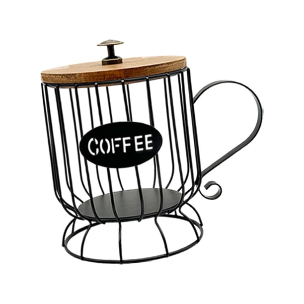 Soporte para cápsulas de café, decoración para tazas, soporte para cápsulas de café de hierro, organizador moderno negro