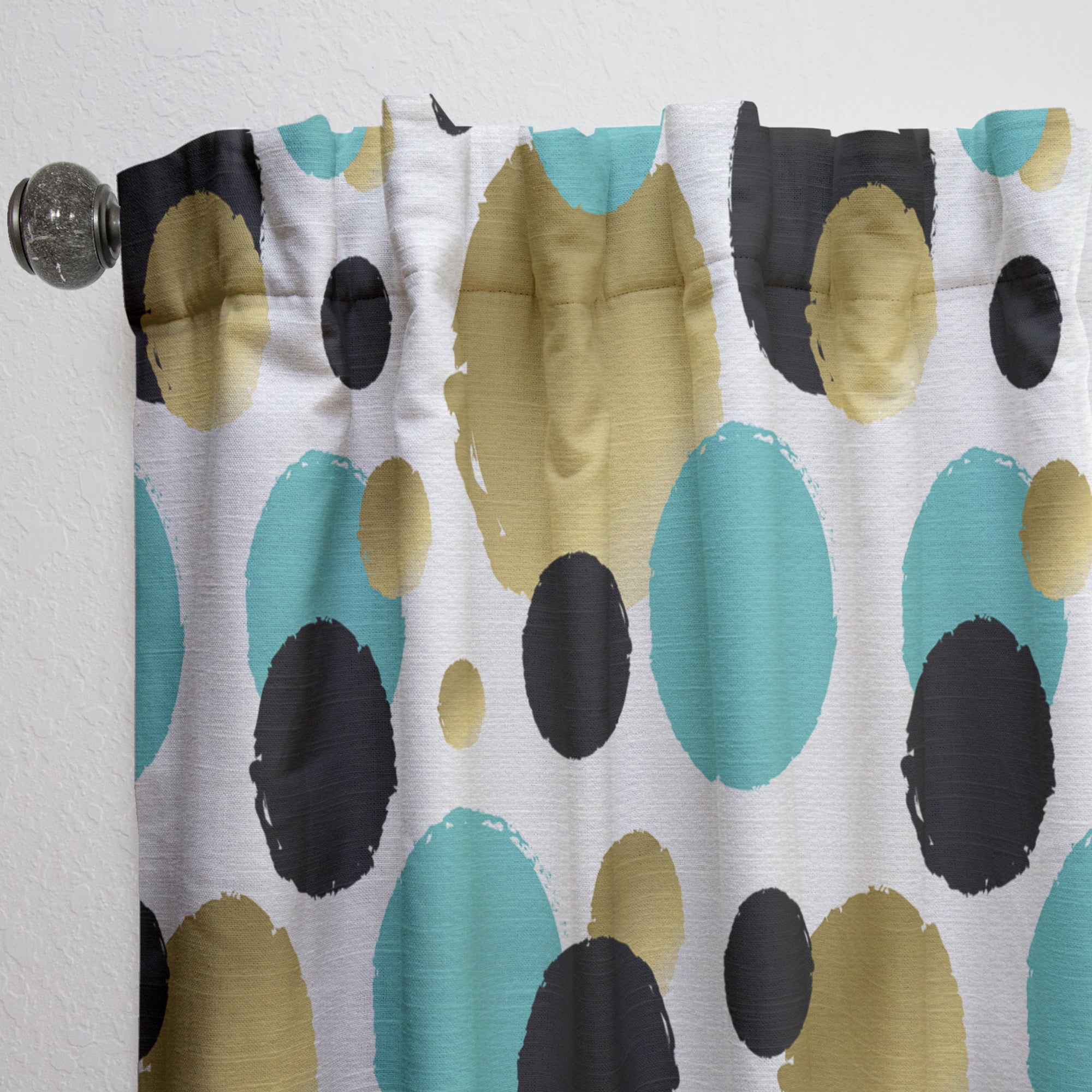 Designart 'Blue and Gold Circles ' Mid-Century Modern Curtain Panel