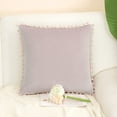 thumbnail image 2 of Unique Bargains Velvet Pillow Cover with Pompoms for Sofa 1PCS Pale Pink 20x20Inch, 2 of 8