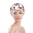 thumbnail image 3 of Kdxio Cartoon Helicopter Print Shower Cap for Women,Elastic and Reusable,Double Waterproof Layers Bathing Hat, 3 of 9
