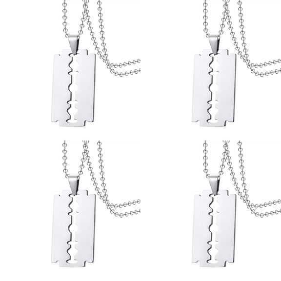 Men's Stainless Steel Blade Pendant And Chain Necklace, Silver