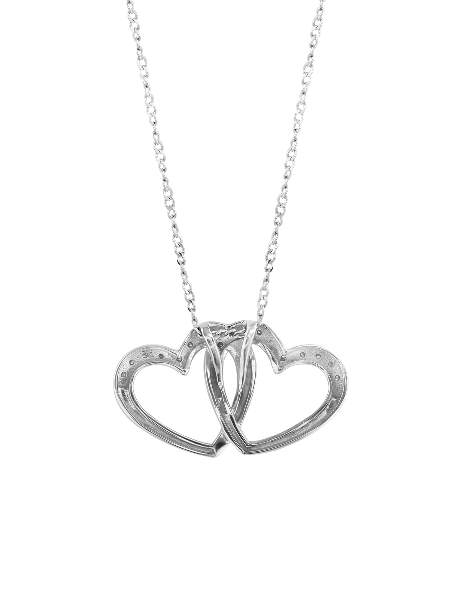 Keepsake Diamond-Accent Sterling Silver Double Heart Pendant Necklace (I-J, I3), 18"