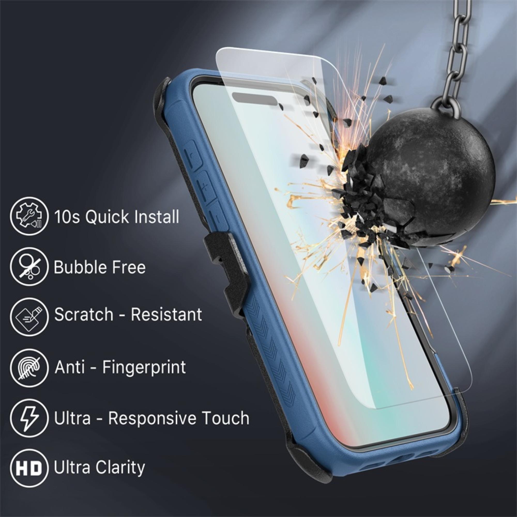 Magnetic Charging-Compatible Rugged Case with Holster & Tempered Glass Screen Protector compatiable with iPhone 17 Pro Phone