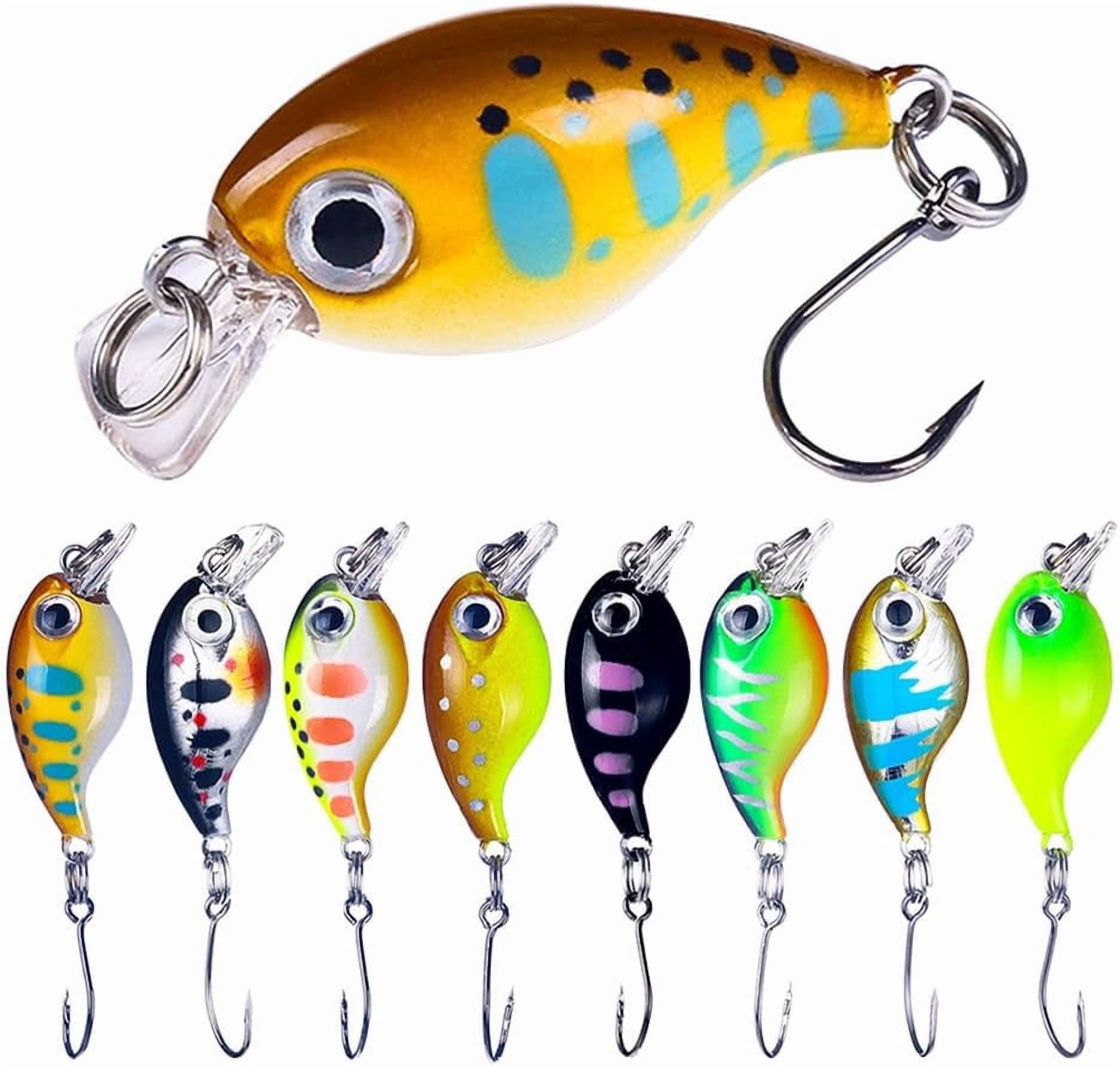 8pcs Mini Crankbait Fishing Lures Kits, Crankbaits Set with Storage Box, Mini Wobbler Hard Baits with Single Hook for Bass Trout Pike, Topwater Lures Kit for Freshwater Saltwater 1 Set
