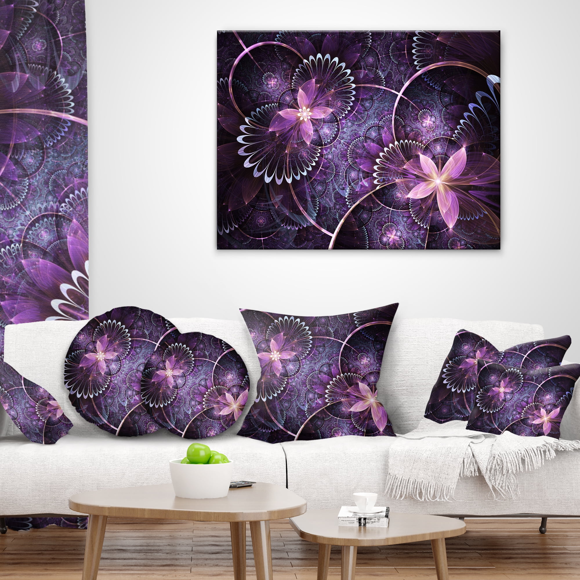 Designart 12" x 20" Purple Polyester Throw Pillow